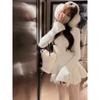 Sweet Knitted Sweater Dress Women Casual Long Sleeve Elegant French Y2k Mini Dress Even Party 2024 Autumn Korean Fashion Chic