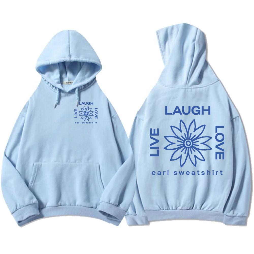 LLL FLOWER Print Hoodies Earl Sweatshirt Live Laugh Love Sweatshirt Autumn Fleece Male Hooded Pullovers Casual Men Clothes