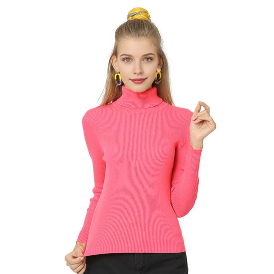 Женские топы с высоким воротником и длинным рукавом, облегающие, эластичные, трикотажные, однотонные, пуловеры, повседневная одежда