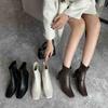 2025 New Women's Spring and Autumn Single Boots New Square Head French Retro Thick Heel Short Boots Women's High Heel Thin Boots Ankle Boots