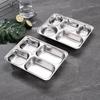 Rectangular Stainless Steel Divided Lunch Tray with Lid