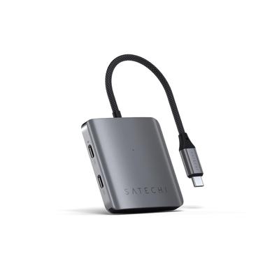 SATECHI Хаб 4 в 1 Мультипортовый адаптер 100 Вт PD USB 10 Гбит/с Данные Прочный Алюминиевый Совместим с и Другими Видео USB-C – Зарядка, Порты 3.2,