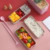 Детская коробка для бенто, герметичные контейнеры для обеда, милые коробки для обеда для детей, палочки для еды, вилка, ложка, микроволновая печь, безопасный контейнер для еды для обеда