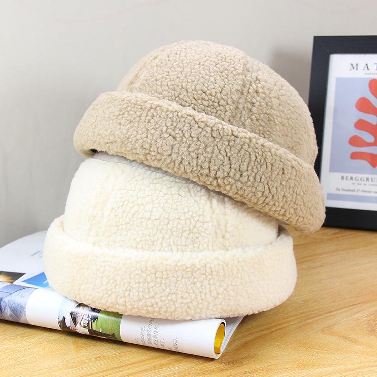 New lamb wool landlord hat women's autumn and winter brimless warm melon fur hat student couple sailor yuppie hat