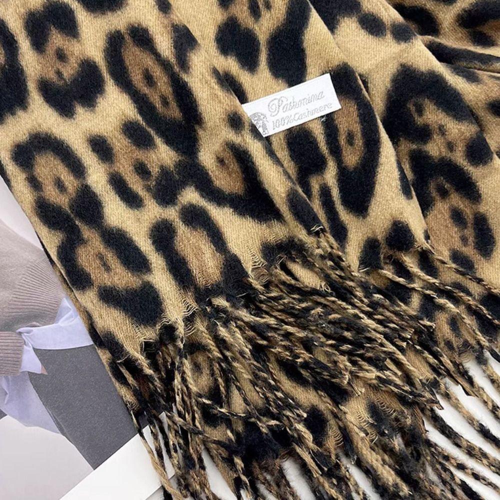Windproof Tassels Shawl Leopard Lady Scarves Wraps Fashion Winter Warm Scarf for Women Man