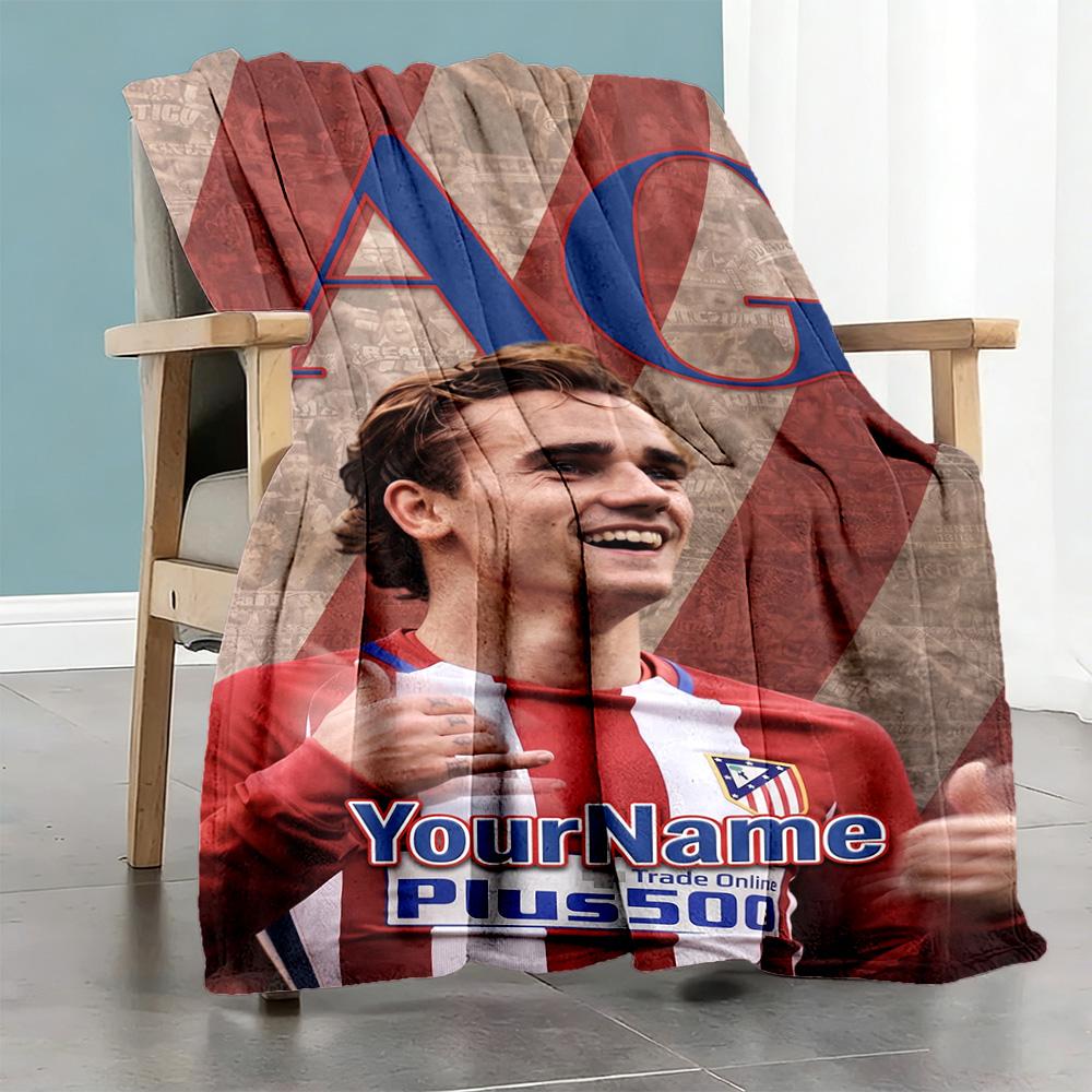 Atletico Madrid Personalized Name Blanket Throw Personalized Blanket Comfortable Great for Seaside Bedding Couch Livingroom for All Occasions