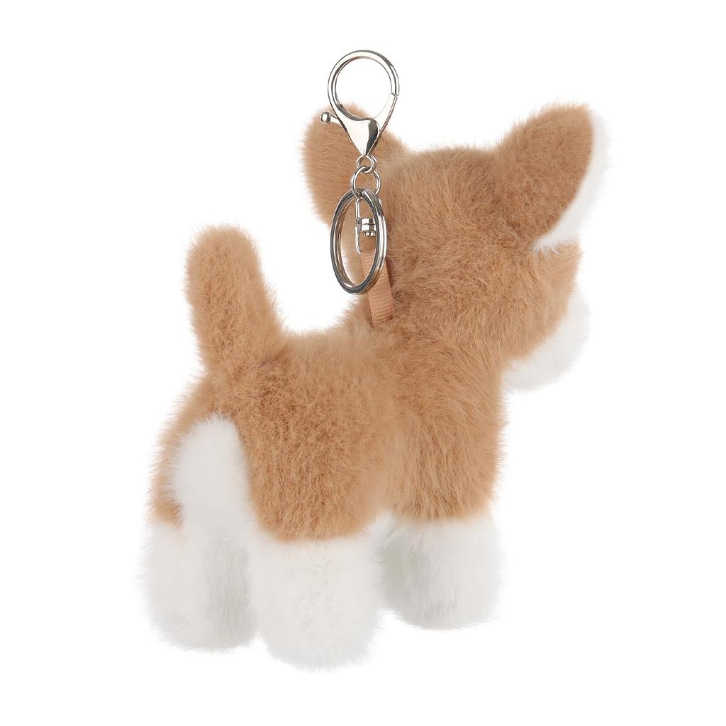 Apricot Lamb Charming Corgi Cute Soft Keychain Plush Toy, Perfect for Boys and Girls, Fits Kids Backpacks and Purses, 13cm