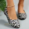 Summer Women's Sandals Shallow Leopard Print Pointed End Decorative Breathable Fashion Party Woman Shoes 2024 Large Size Loafers
