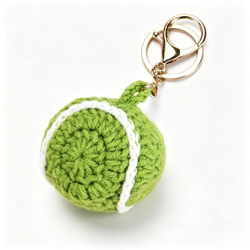 Crochet Ball Key Chain Boy Friends Gift Creative Woven Tennis Football Pendant Cute Knitted Ball Key Ring Sport Balls Series