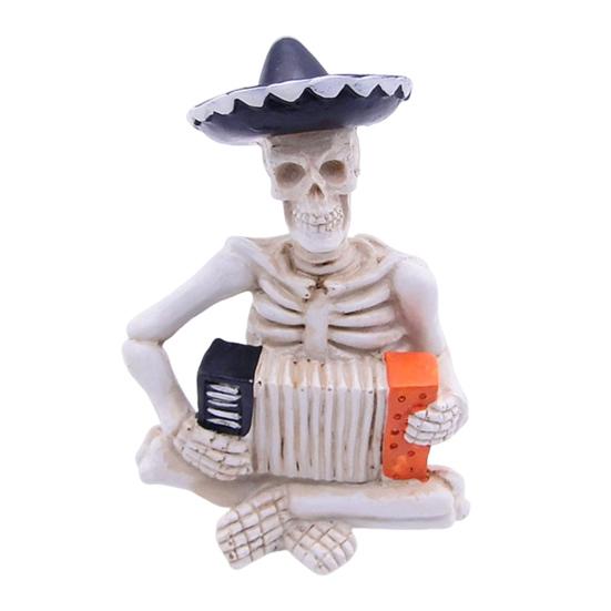 Мини Хэллоуин Скелет Фигурки Смола Скелет Статуэтка Игрок на Гитаре/Аккордеоне/Скрипке Хэллоуин Коллекционное Украшение для Дома Офиса Декор Стола
