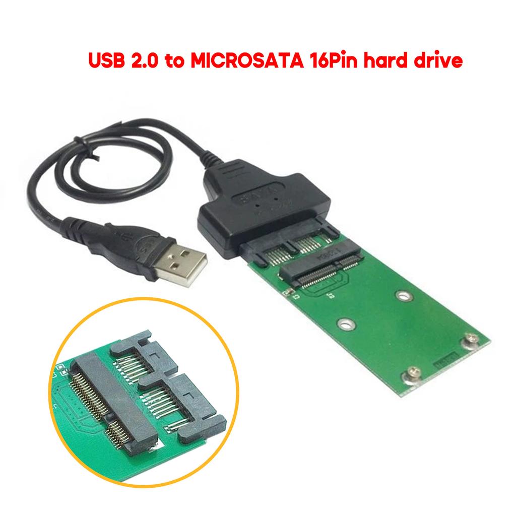 Карта адаптера USB-mSATA Micro SATA 6 Гбит/с USB 2,0-Mini PCIE MSata 1,8-дюймовый 16-контактный SSD-конвертер для твердотельных накопителей