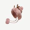 Winter Plush Antler Hat Fluffy Velvet Bucket Hat Cute Ear Protection Hat  Women