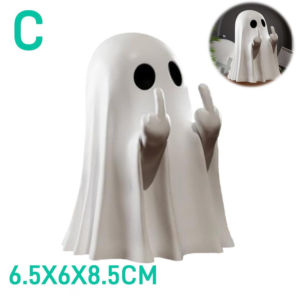 Halloween Middle Finger Ghost Decoration Cute Ghost Statue For Home Fireplace Decor Smooth Body Enhance Festive Atmosphere