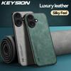 KEYSION Роскошный ретро чехол из ПУ кожи для iPhone 17 17 Air Мягкий силиконовый+ПК Противоударная задняя крышка для телефона для iPhone 17 Air 2025