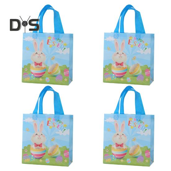 4 шт. прочный мешочек для конфет, удобный для переноски, прочный, счастливый пасхальный кролик, подарочная коробка, сумка для покупок