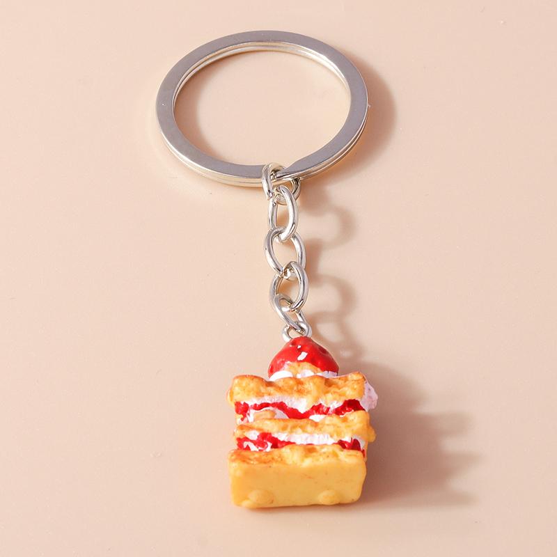 Cute Resin Simulation Food Keychain Cookies Chocolate Key Ring for Car Key Holder Handbag Pendant DIY Jewelry Gifts