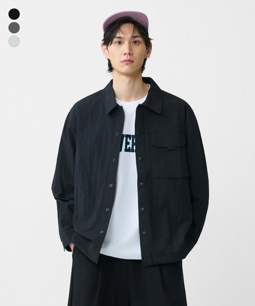 GROOVE RHYME Nylon Long Sleeve Shacket (3 Colors) (Frbrciv781M)