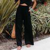 2023 Casual Beach Wide Leg Pants Women Fashion Solid Elastic Cotton Linen Long Pants Chic Loose High Waist Ladies Trousers 22683