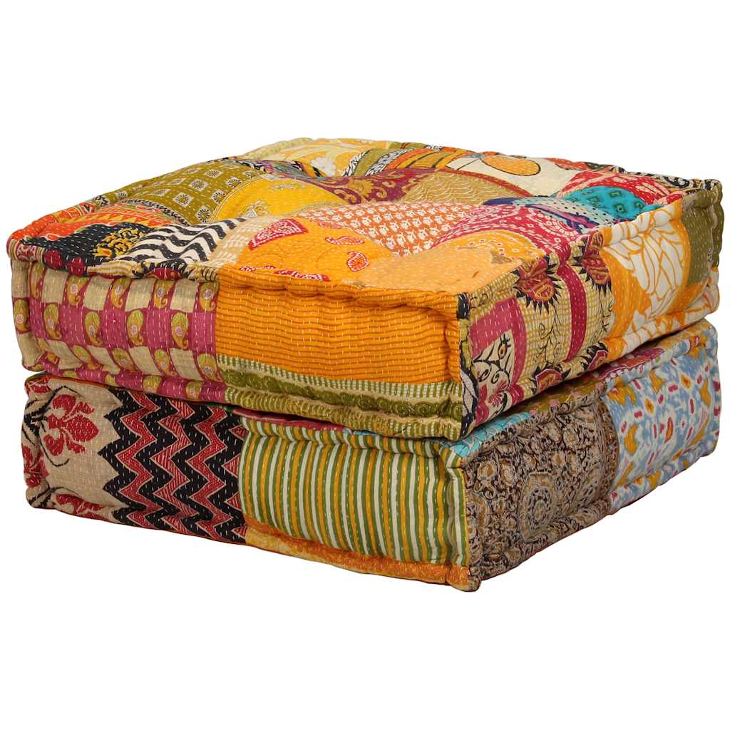 2 Seater Modular Pouf Patchwork Fabric