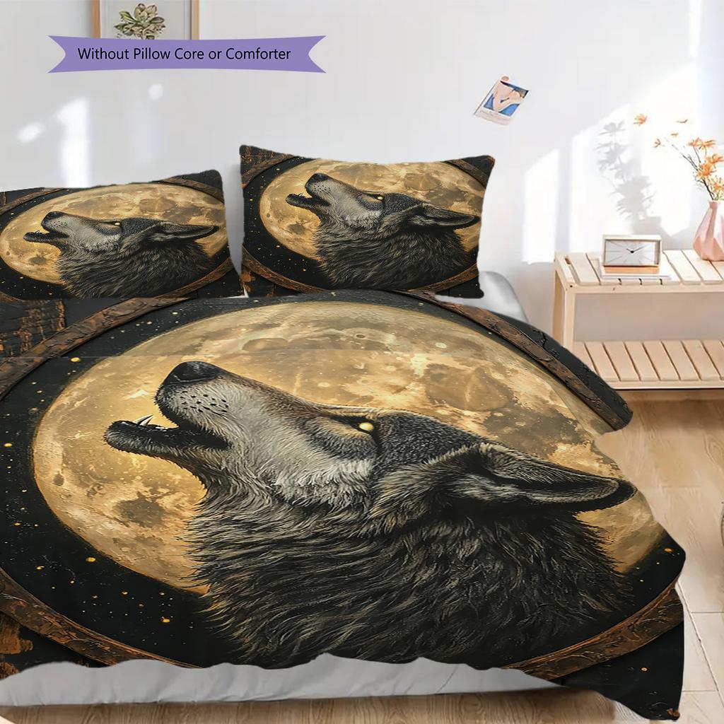 Wolf Pattern Bedding Quilt Set Quilt Cover Pillowcase Home Decoration Birthday Gift (1 * duvet cover + 2 * pillowcase, without core)
