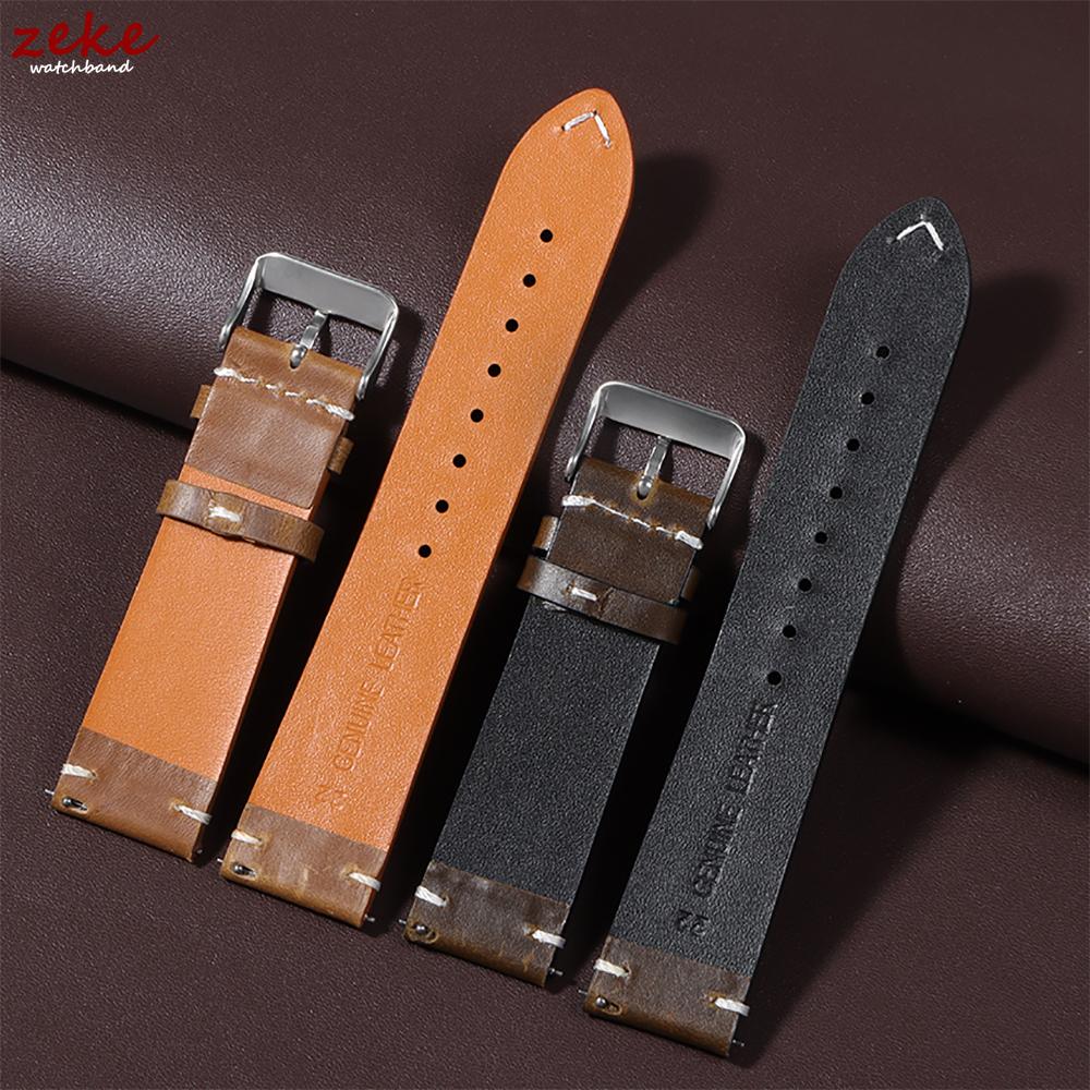 Vintage Oil Wax Leather Watchband 18mm 20mm 22mm 19mm 21mm 24mm Wristband Stitching Cowhide Strap for Omega for Seiko Watch Band