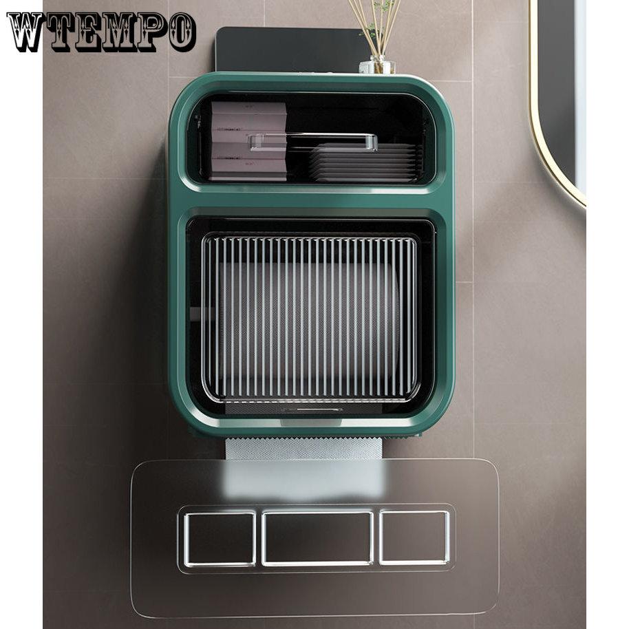 WTEMPO Коробка для туалетной бумаги Стеллаж для хранения туалетной бумаги Водонепроницаемая неперфорированная полка для салфеток Высококачественная настенная коробка для рулонной бумаги