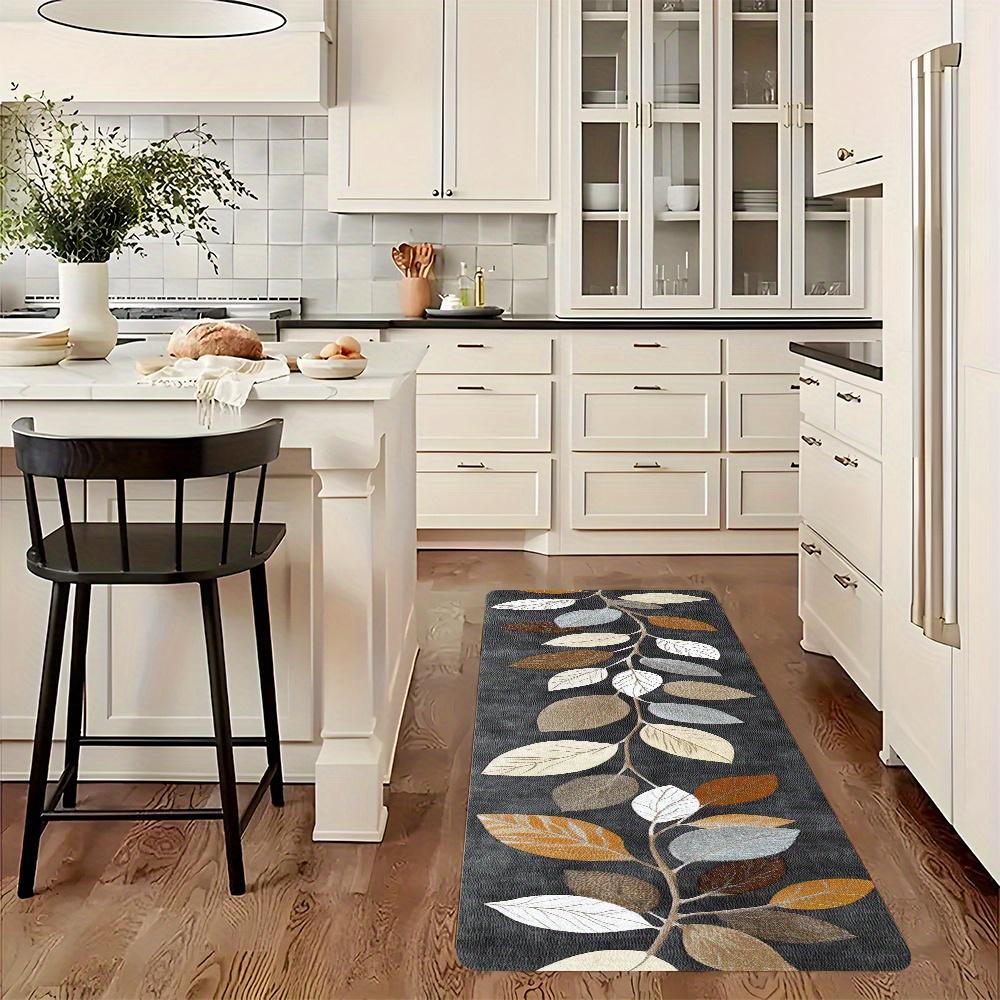 VIKAMA Leaf Vine Kitchen Rug Non-slip, Stain-resistant Entrance Hallway Mat Bedroom & Dining Room Runner Home Decor