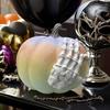 Skeleton Hand Pumpkin Figurine Resin Halloween Pumpkin Statue Gothic Pumpkin Centerpiece for Fall Halloween Party Decor