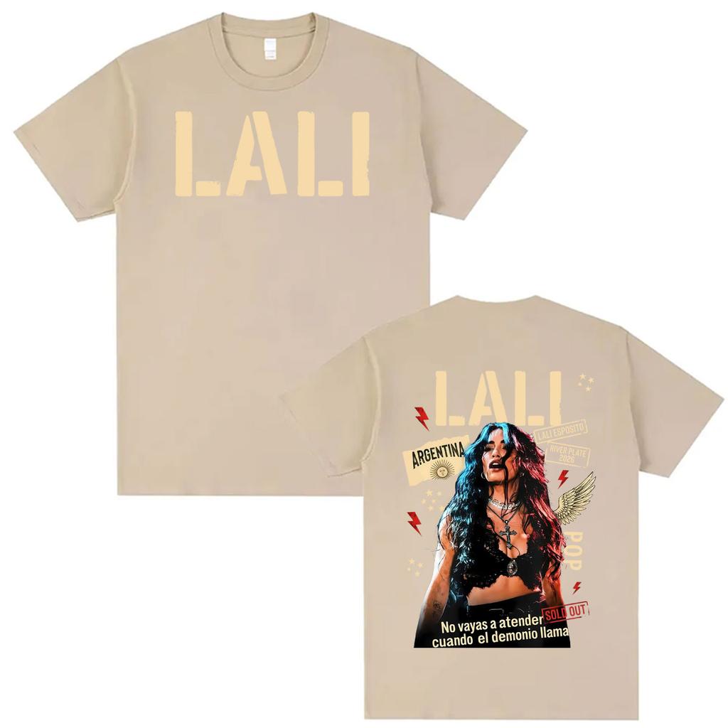Singer Lali Esposito LA QUE LE GANA AL TIEMPO 2026 Tour Tshirt Retro Fashion Oversized T Shirt Unisex Women Cotton Casual Tshirts