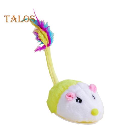 Электрическая мышь, игрушка для кошек, USB-перезаряжаемая интерактивная игрушка для котят с перьевым хвостом, автоматическая движущаяся плюшевая мышь для домашних кошек