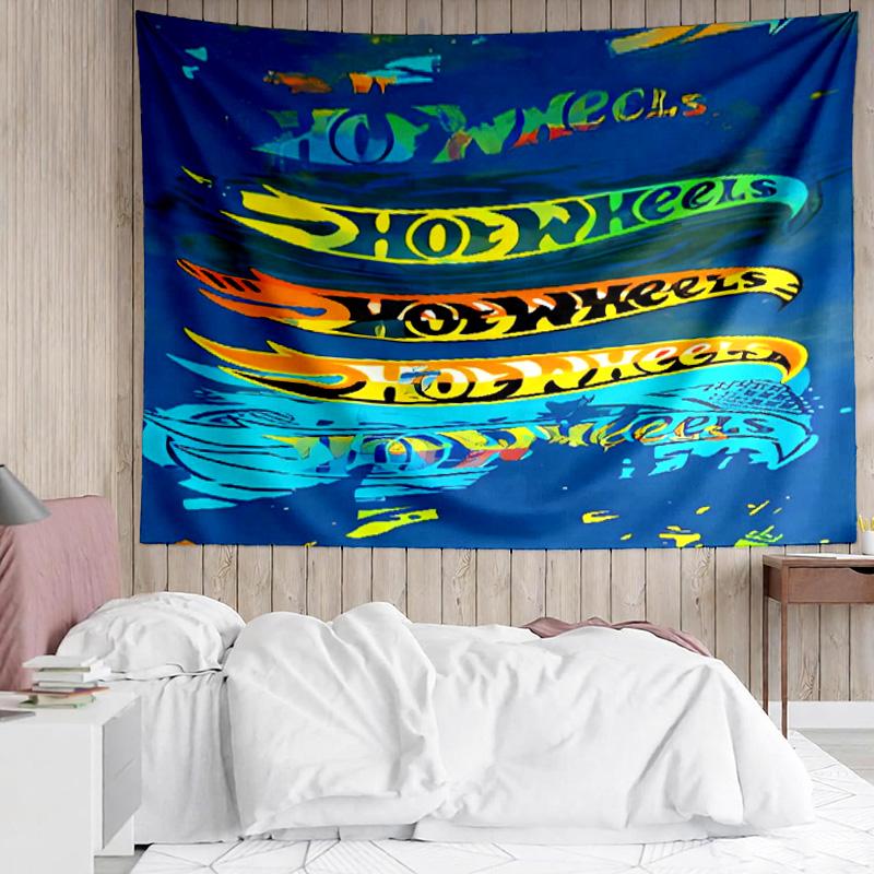 Hot Wheels logo4 Tapestry for Bedroom Aesthetic Classroom Tapestries Wall Hanging for Living Room Dorm Office,Ideal Creative Gift