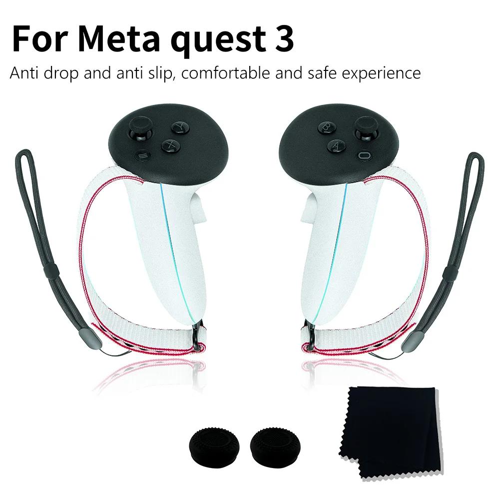 Для Meta Quest 3 VR Контроллер VR Ручки Крышка батарейного отсека с регулируемыми активными ремнями Противоскользящие для Meta Quest3 VR Аксессуары
