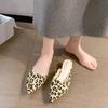 Модные леопардовые туфли-мюли для женщин, женские туфли-лодочки на квадратном каблуке, новинка 2024 года, роскошные дизайнерские шлепанцы из искусственной кожи, элегантные офисные туфли