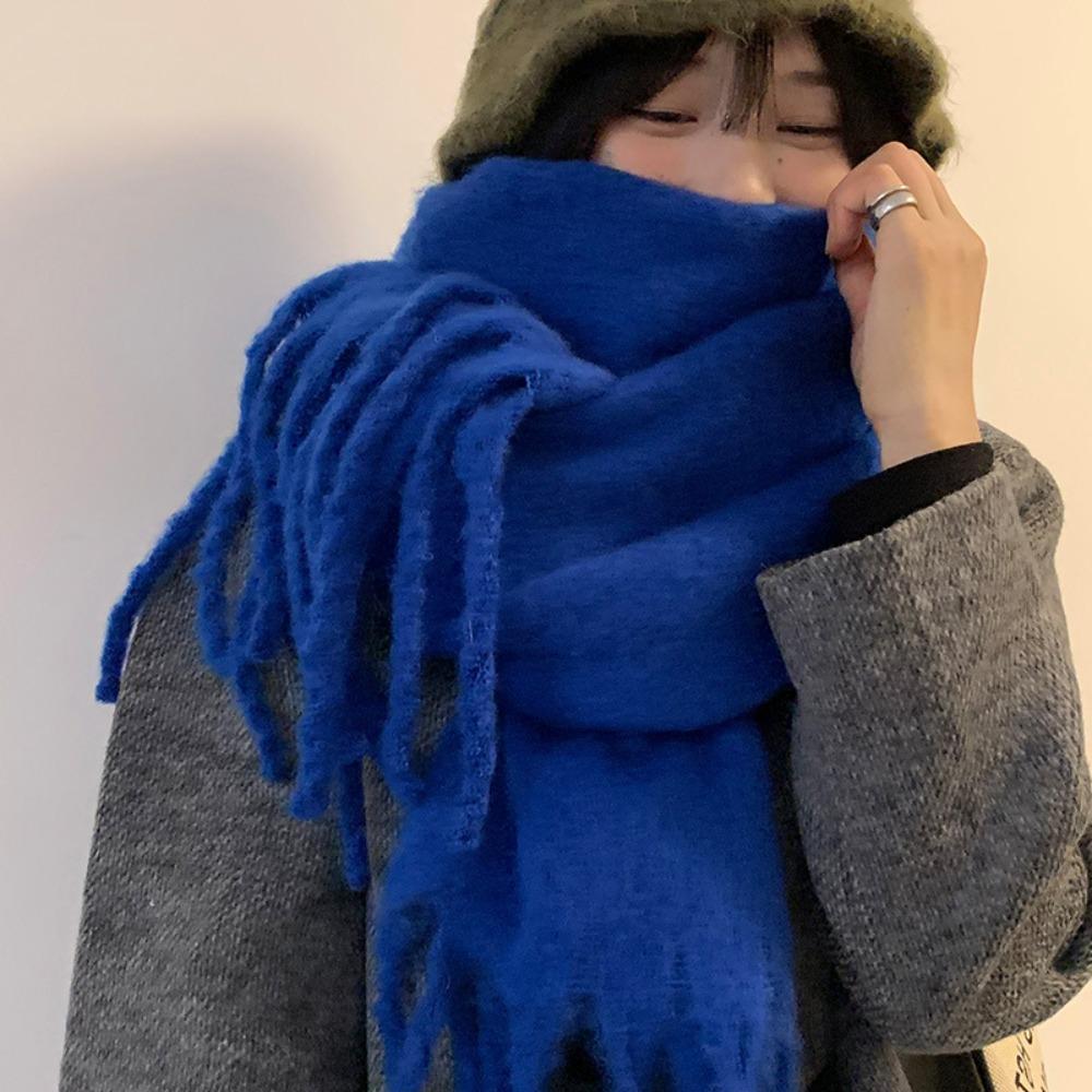 Solid Color Winter Cashmere Scarf Soft Wrap Shawls New Long Tassel Scarves Women