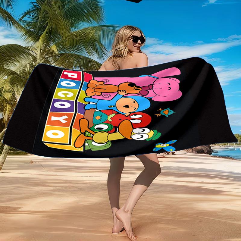 Pocoyo's Colorful Adventure Beach Towel, Quick-drying, Easy to Care for, Suitable for Both Fitness and Beach Vacations,Sports Essential