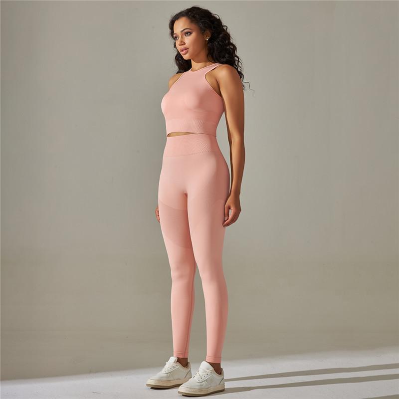 Nessaj Комплекты для йоги, женские спортивные костюмы, леггинсы с высокой талией, спортивный топ без рукавов, комплект для фитнеса, бесшовный спортивный костюм для спортзала