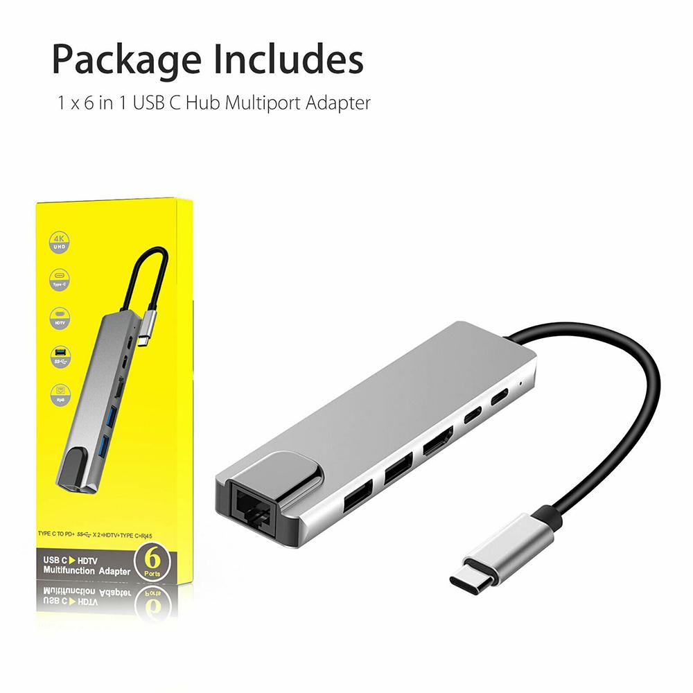 Alloy PD Charging Multi-port Adapter USB 3.1 Type-C Hub RJ45 Ethernet USB-C Expander 4K HDMI