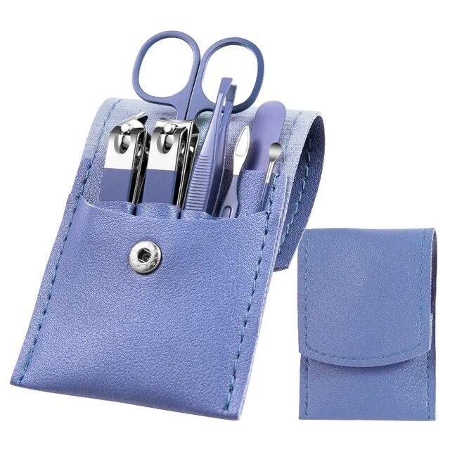 7Pcs Manicure Set Stainless Steel Nail Art Clipper Cuticle Nipper Scissor Grooming Tools With PU Leather Portable Bag