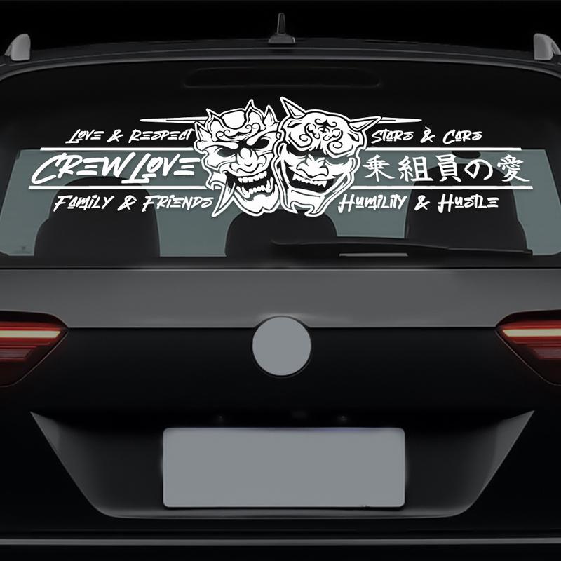 JDM Автомобильная наклейка Любовь Череп для Баннера на Лобовое Стекло Декорация Внешние Аксессуары Креативный Спортивный Стиль Водонепроницаемые Виниловые Наклейки