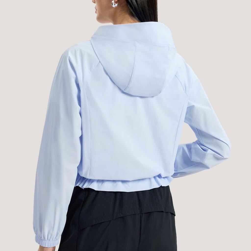 adidas Мягкая Роскошная Легкая Прохладная на Ощупь UPF50+ Тканая Свободная Короткая Куртка с Капюшоном на Молнии с Длинным Рукавом Женская куртки KH2711