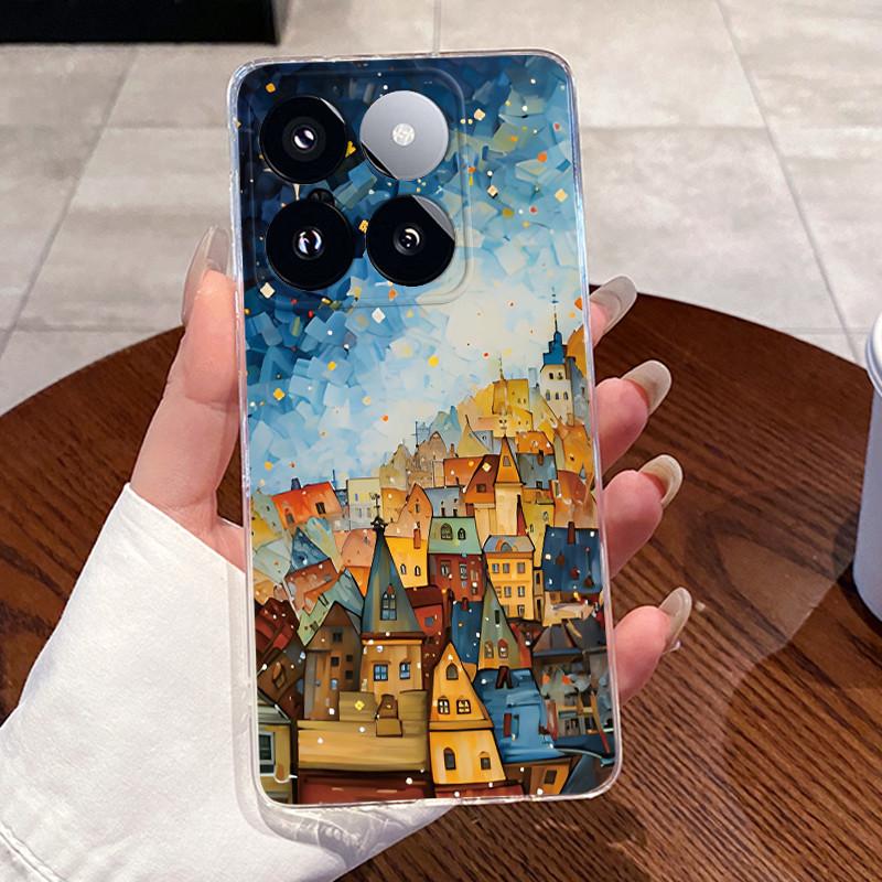 Чехол для Xiaomi 14T, 14T Pro Чехол Прозрачный Эстетичный Модный Милый Кот Астронавт Рисунок Прозрачный Мягкий Силикон ТПУ Чехол для Телефона