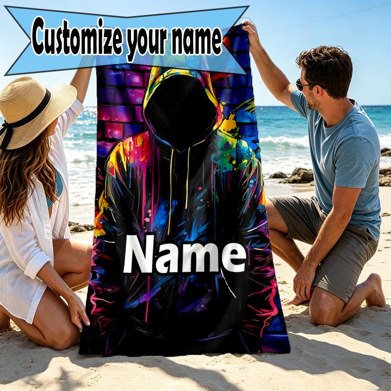 Custom Name Personalized Game on Print Beach Towel, for Trip Camping Beach Party Home Decor, Birthday Gift for Family & Friends