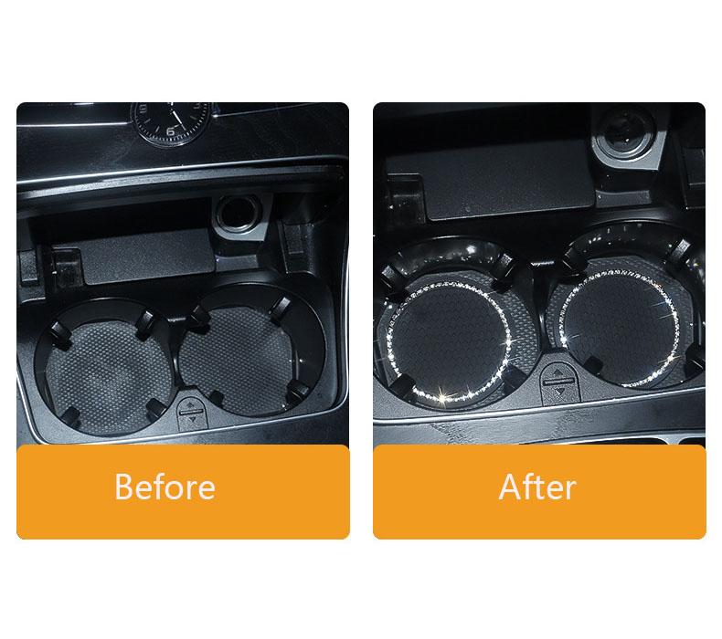 Car Non-slip Water Cup Pad Diamond Rhinestone Bling Decoration Auto Interior Cup Bottle Anti-skid Rubber Mat Car Accessories