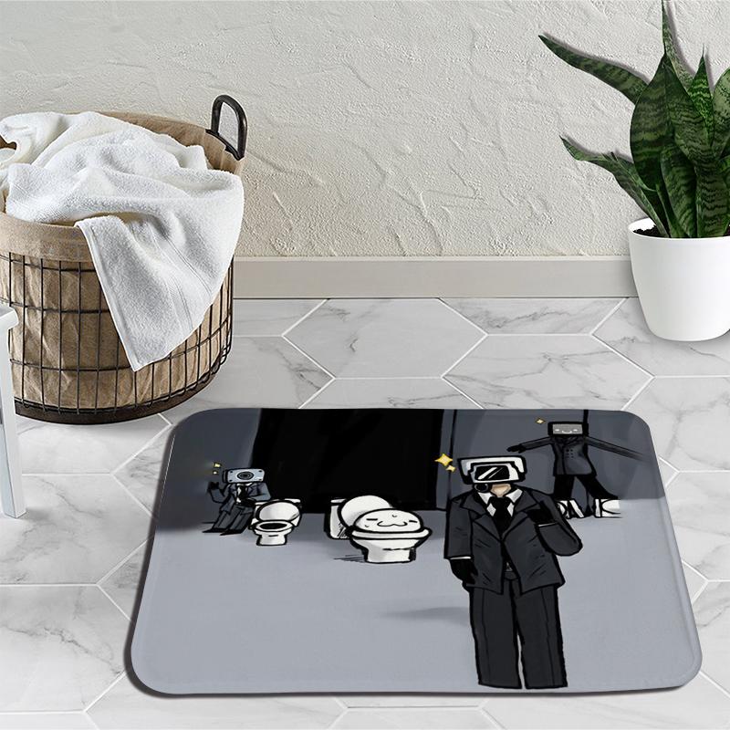 Skibidi Toilet Door Mat Speakerman Camera Man Soft Tufted Bedroom Bedside Carpet Home Decoration Area Rug Cartoon Kitchen Bath Mat