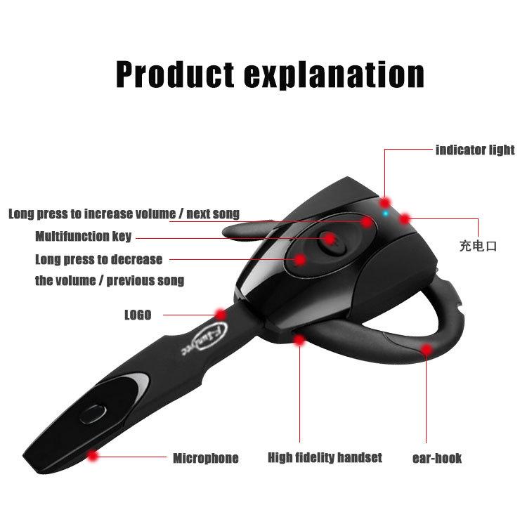 Business Bluetooth Headphone With HD Long Microphone Noise Cancel Headset Ear-Hook Painless Wear Earphones For All Smartphones