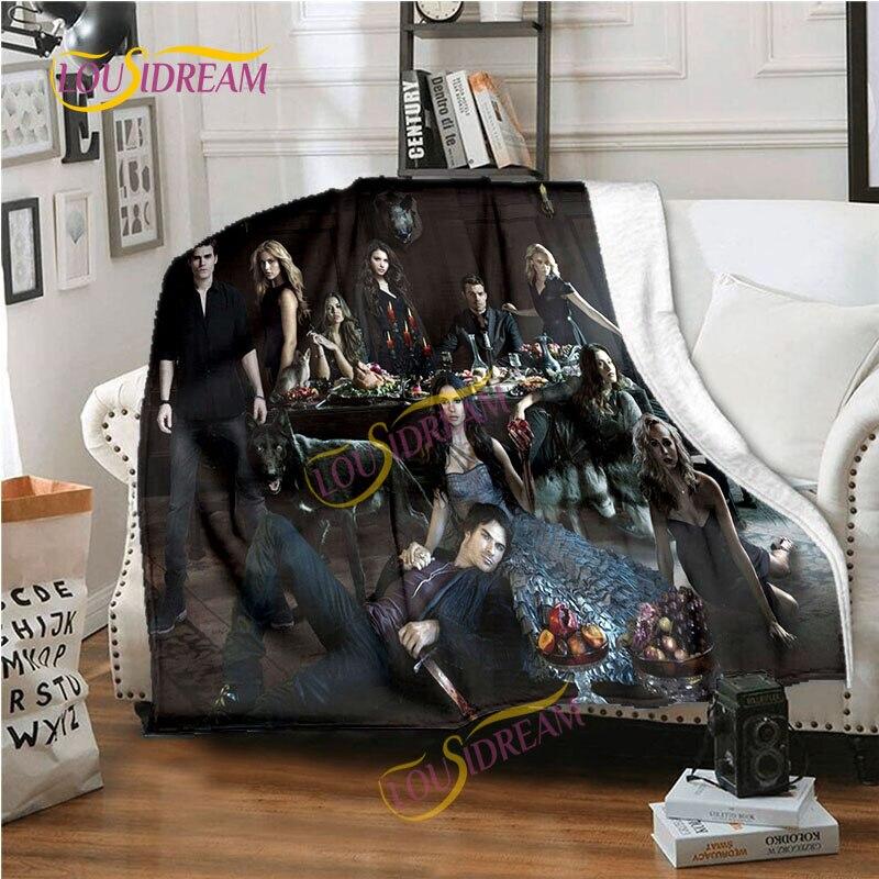 Фланелевое одеяло с 3D принтом «Дневники вампира», офисное одеяло для обеденного перерыва, одеяло для дивана-кровати, одеяло для пикника