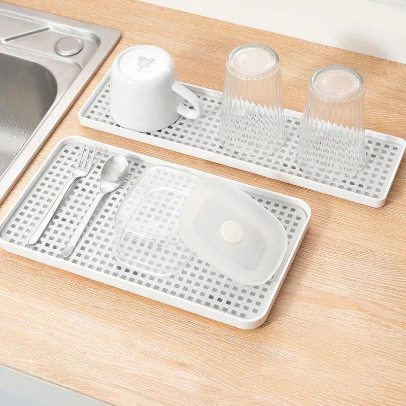 Rectangular Bowl Rack Fruit Drain Tray Chopsticks Box Kitchen Storage Tray Water Cup Drain Tray Fruit Basket Tea Trays Organizer