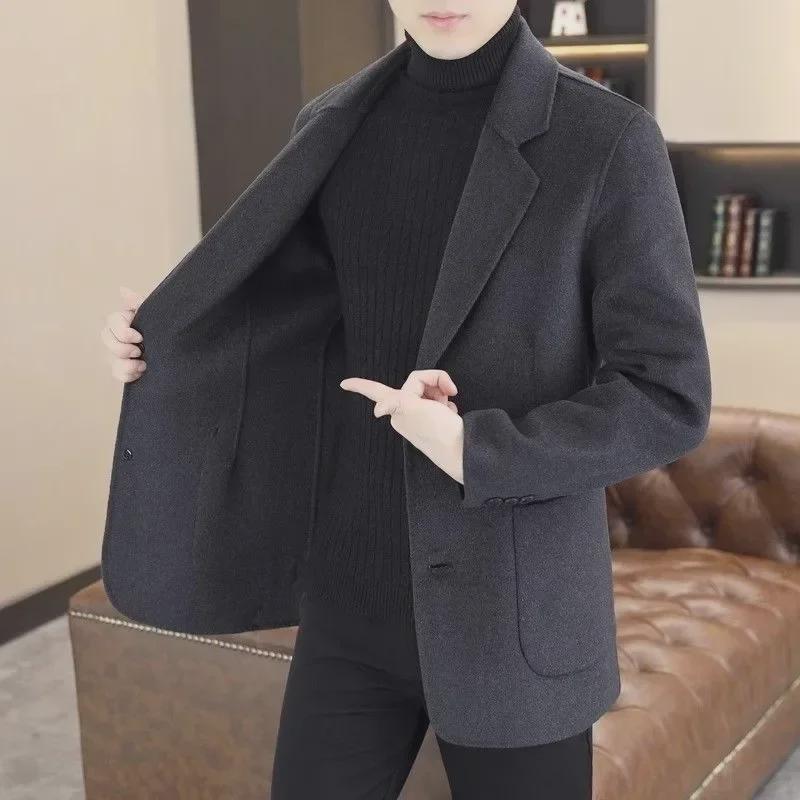2024 Men's Woolen Stand Collar Coat - Autumn/Winter Business Casual Trend