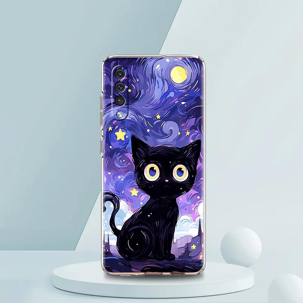 Художественный Черный Кот Звездная Ночь Чехол Для Samsung A16 A14 A12 A22 A32 5G A34 A42 A52 A54 A50 A70 A30 A40 A20E A10S A02S A04S A06