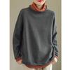 Plus Size Women's Autumn Winter Knitted Sweater Fake Two Piece Loose Turtleneck Pullovers Bottoming Shirt Casual Tops